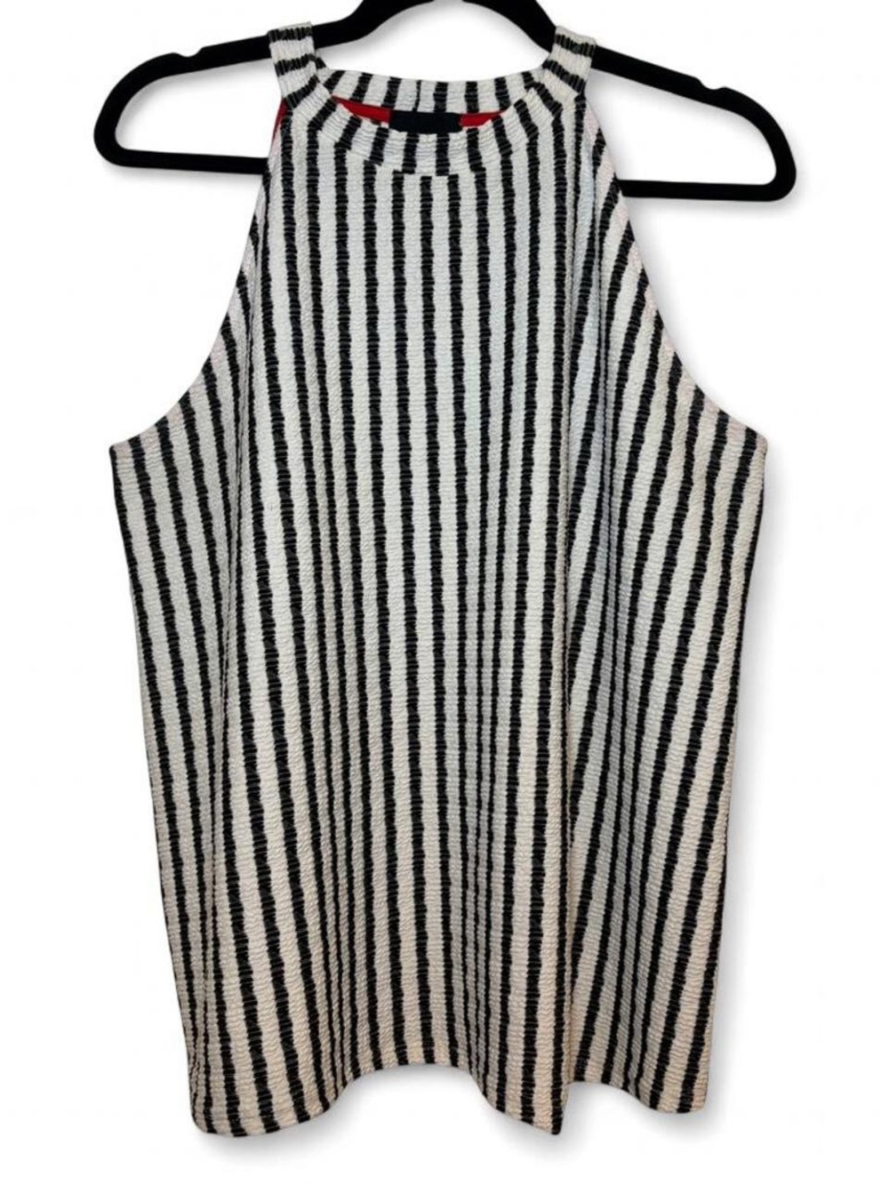 Black & White Vertical Stripe Halter Tank Top